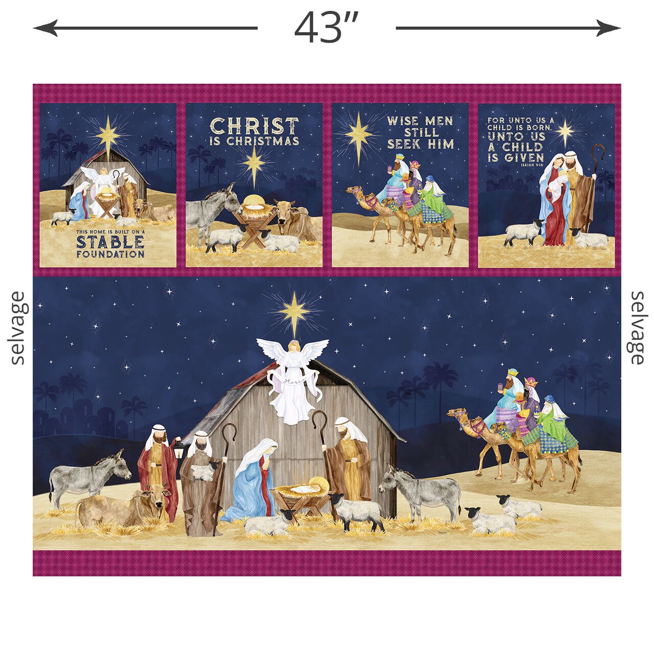 Come Let Us Adore Him Panel (pd16316-panel) | Come Let Us Adore Him | Tara Reed | Riley Blake